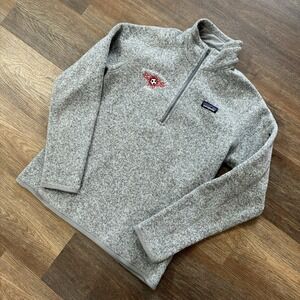 Patagonia Women 1/4 Zip Better Sweater Grey LOGO Outdoors Sz L Gorp
